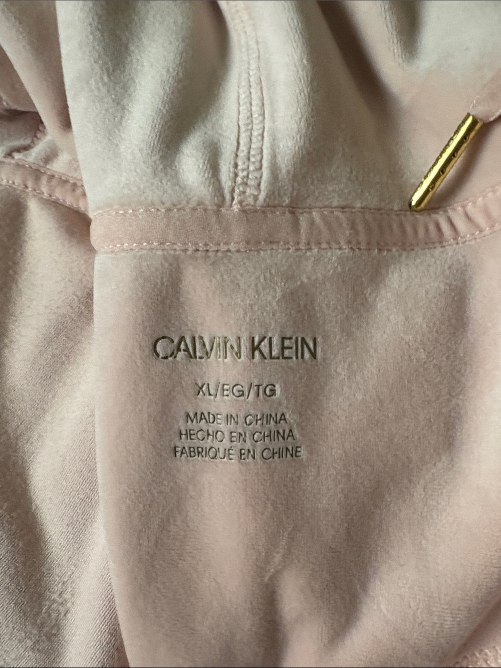Calvin Klein Pale Pink Velour Hoodie and Jogger Set with Gold CK Logo - Picture 2 of 7